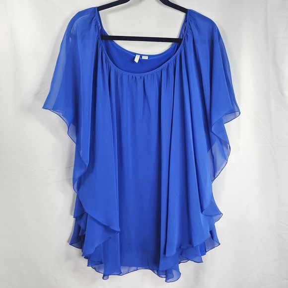 C Est. 1946 Tops - Womens Royal Blue Chiffon Sheer Blouse Top Blouse Plus 26/28 Flowy Cruise Travel